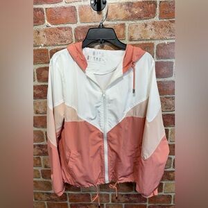 Love Tree women’s Colorblock Windbreaker Jacket - White & Dusty Rose sz S